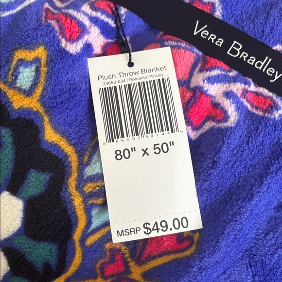 Brand New Vera Bradley Plush Throw Blanket - Picture 3 of 3